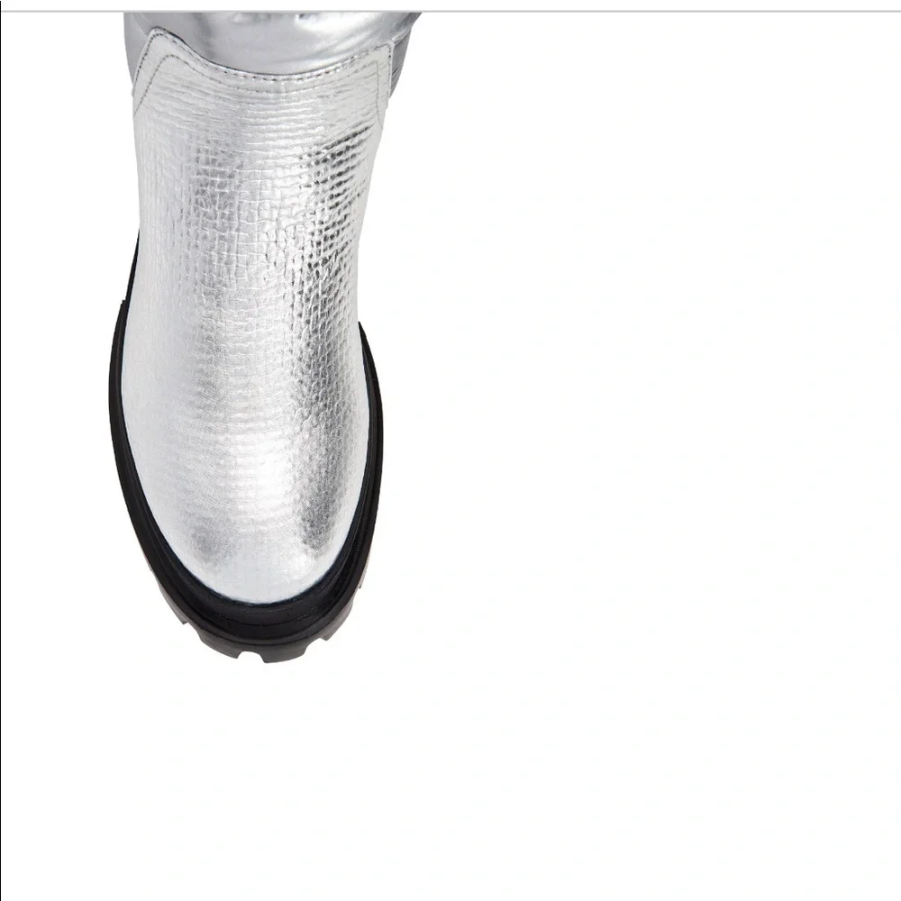 Calvin Klein Leaton Metallic Puffy Bomber Boots Winter Shoes Water Resistant